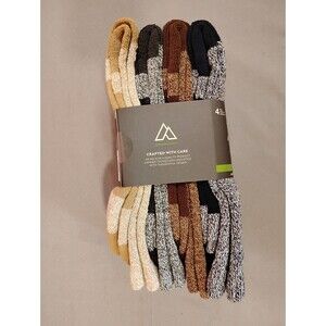 Men's Alpine Design Performance Hiking Socks 4 Pack Blue Brown Gray Large